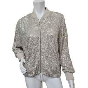 Love Token Silver Sequin Jacket Size L